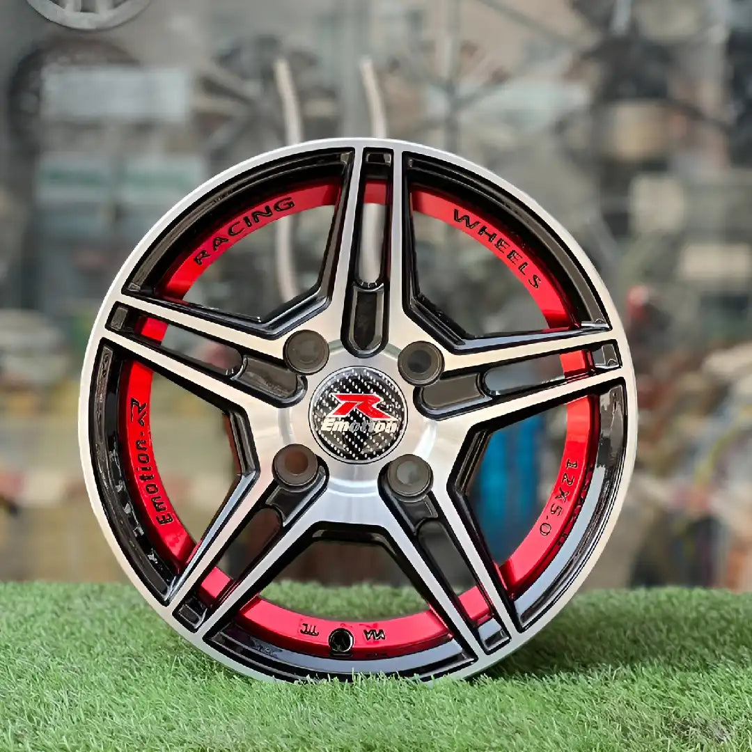 12 Inch Aftermarket Black & Red Racing Star Alloy Rim